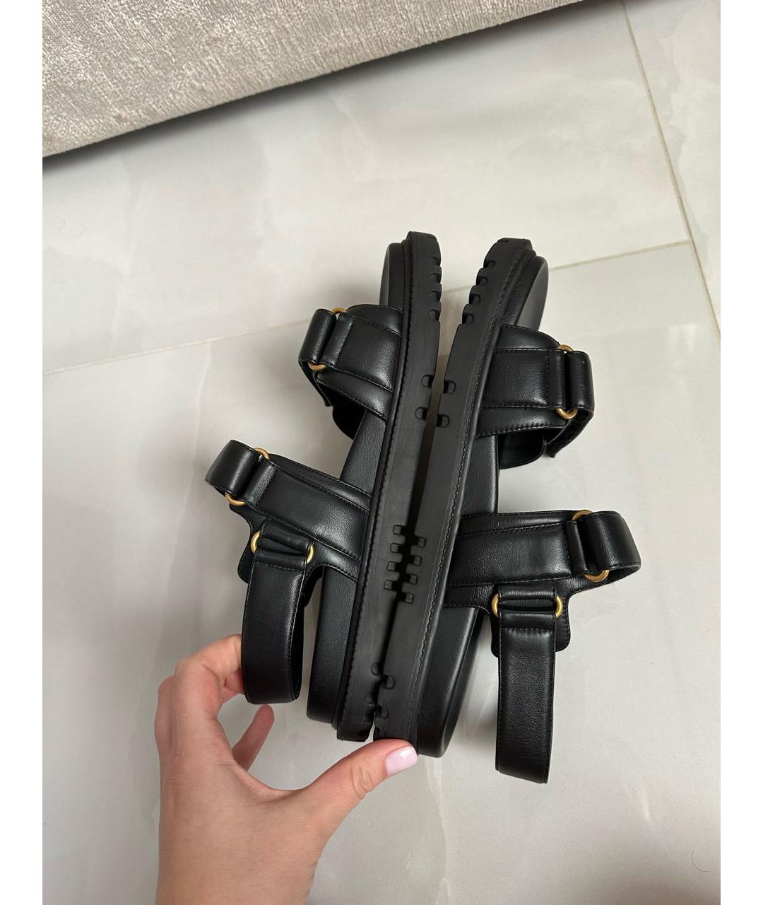 CHRISTIAN DIOR Черные кожаные сандалии, фото 5