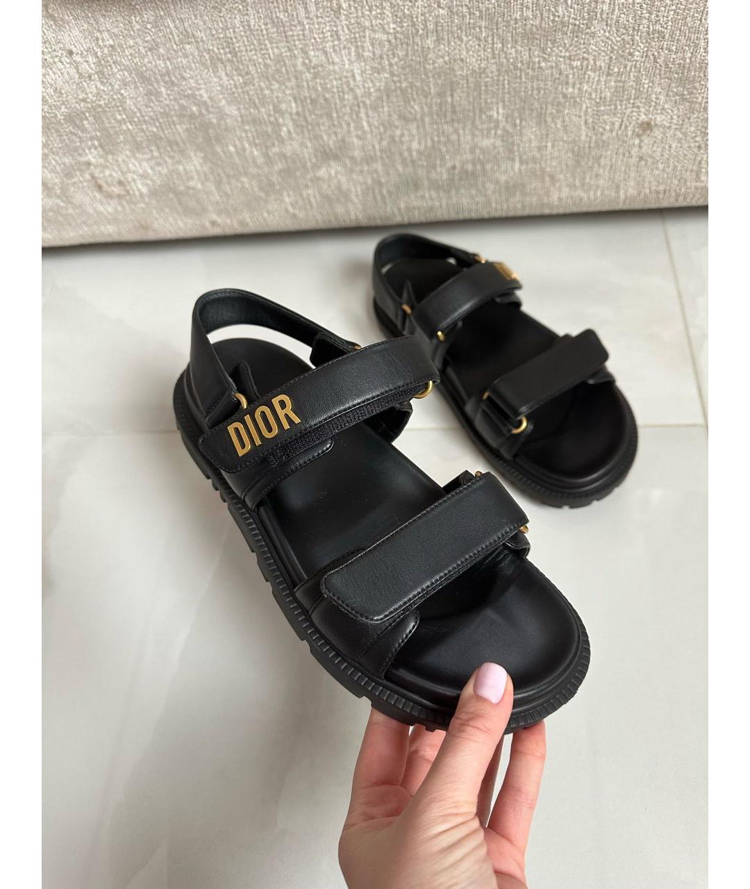 CHRISTIAN DIOR Черные кожаные сандалии, фото 2