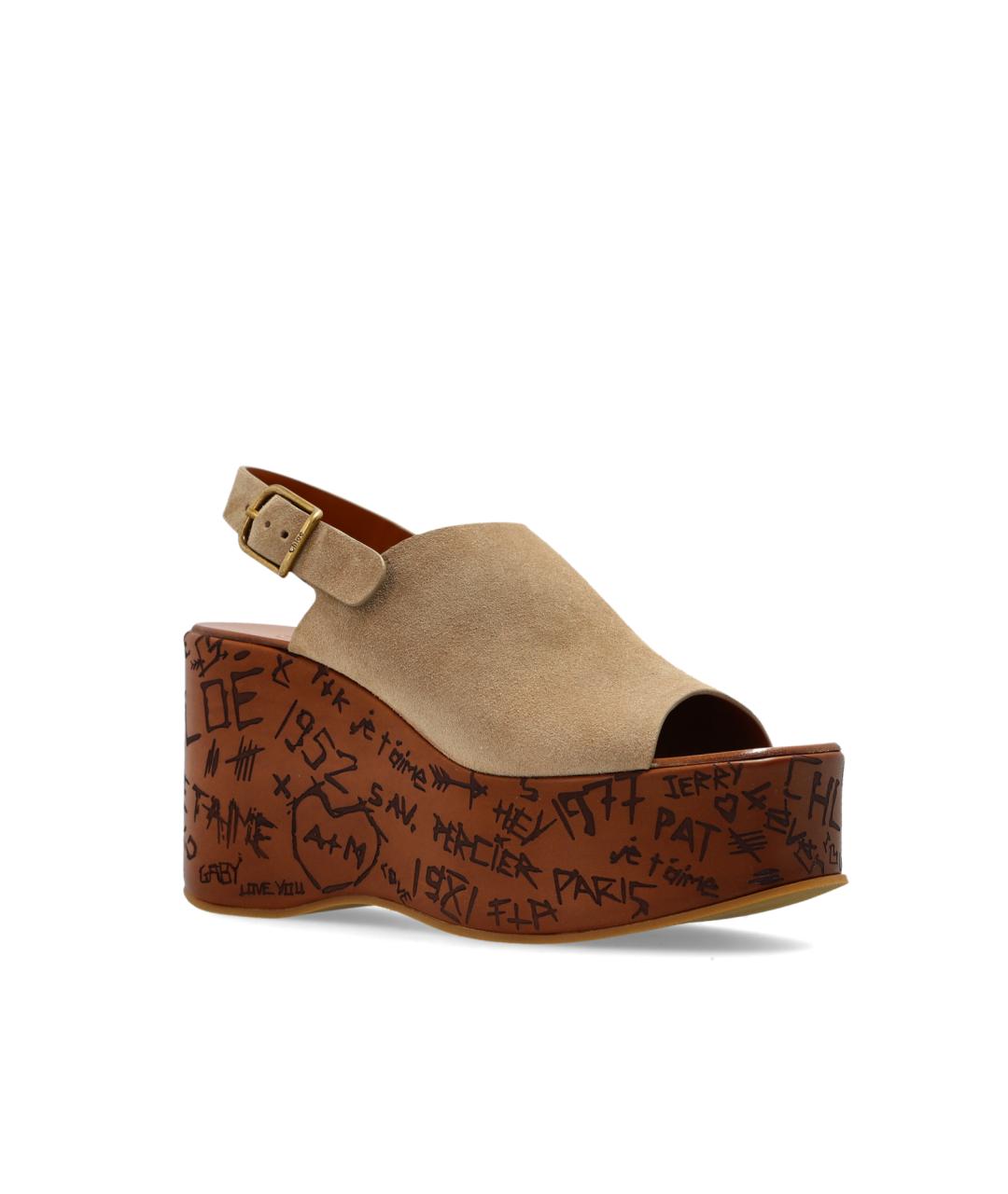 CHLOE Бежевые замшевые сабо, фото 1