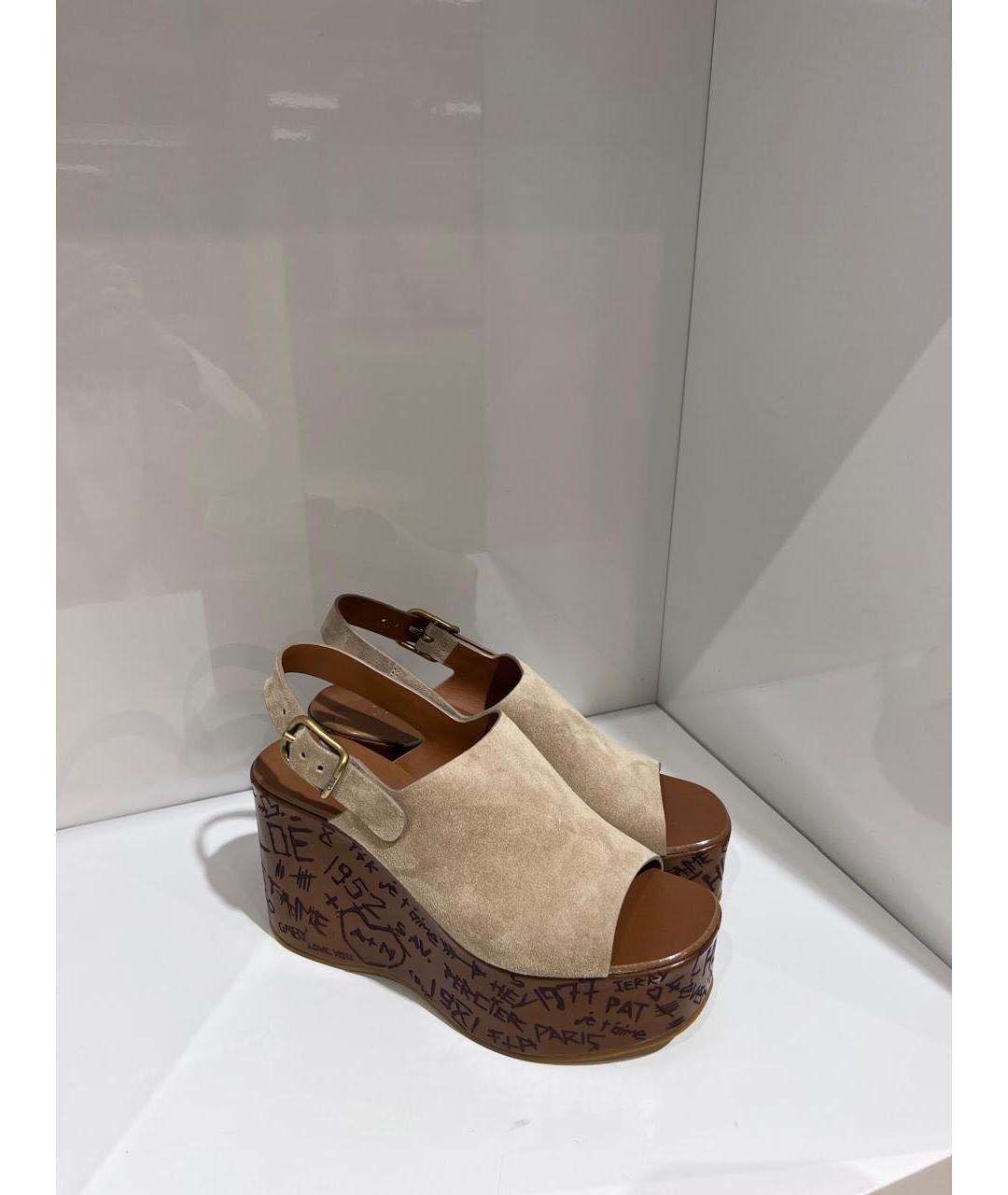 CHLOE Бежевые замшевые сабо, фото 2