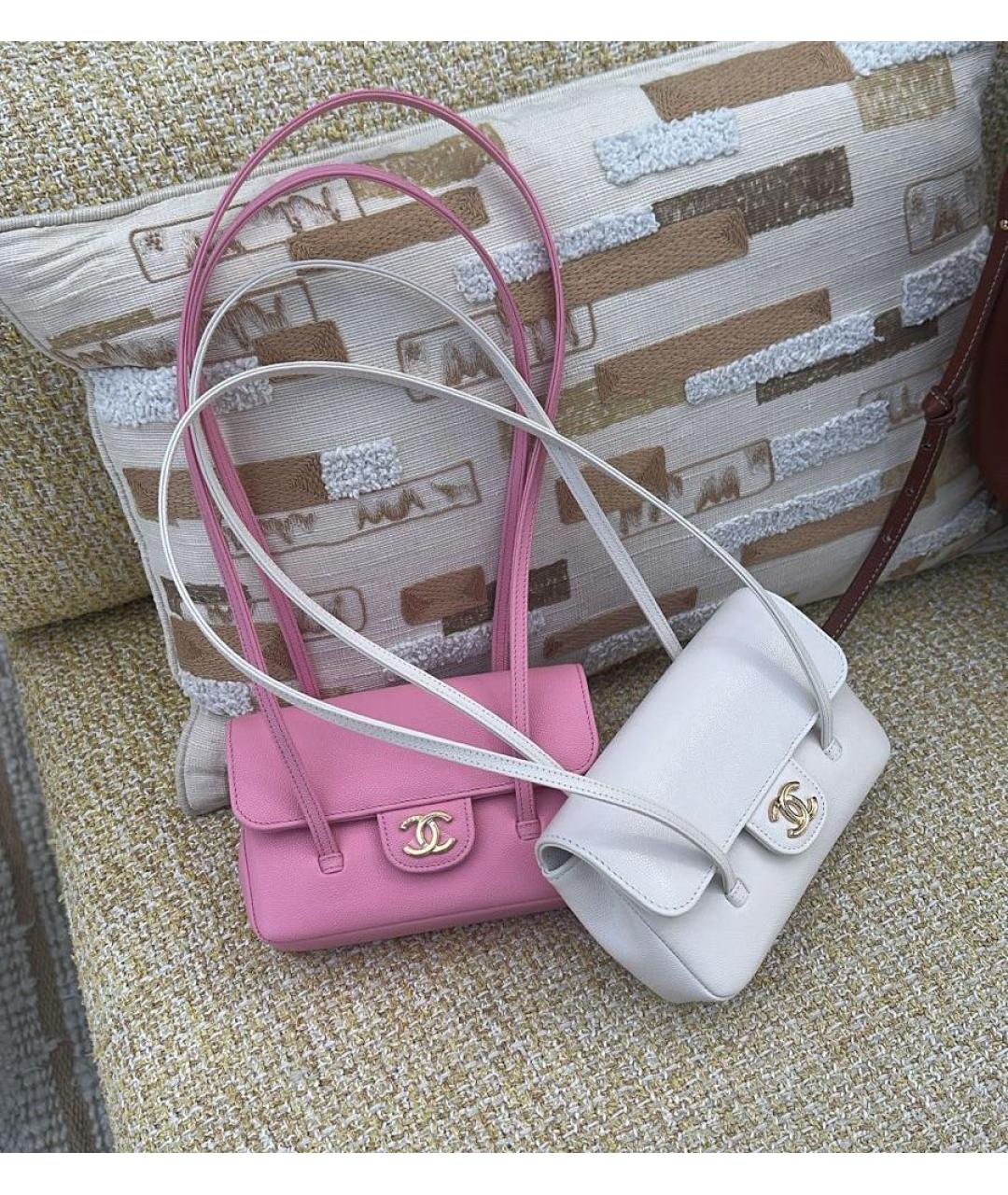 CHANEL Белая кожаная сумка через плечо, фото 2