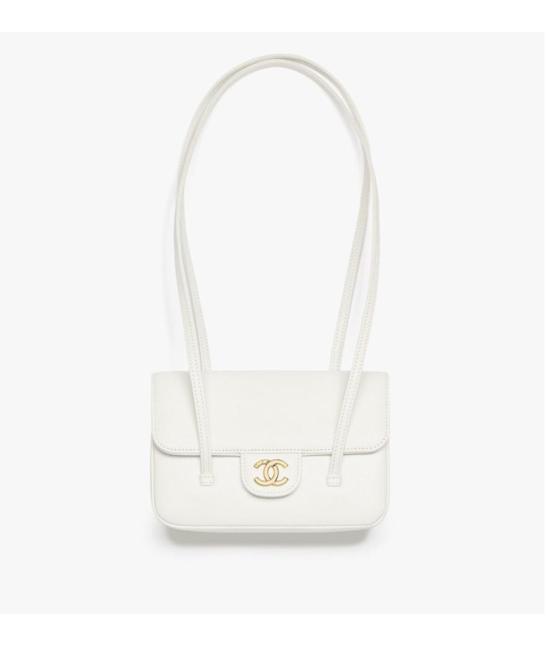 CHANEL Белая кожаная сумка через плечо, фото 4