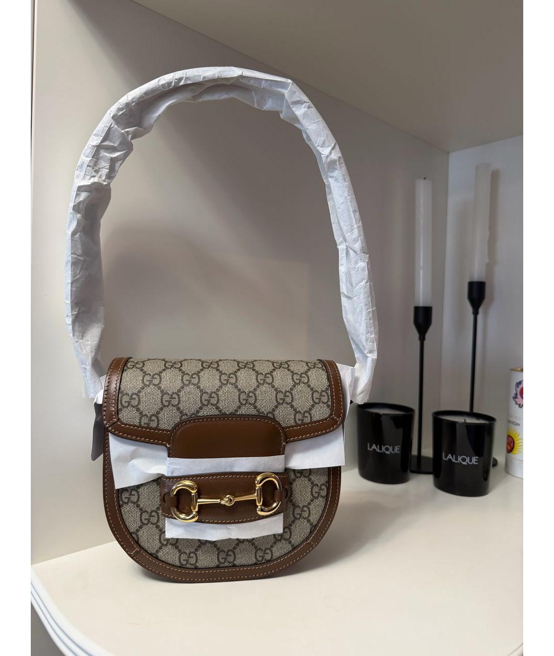 GUCCI Коричневая кожаная сумка через плечо, фото 2