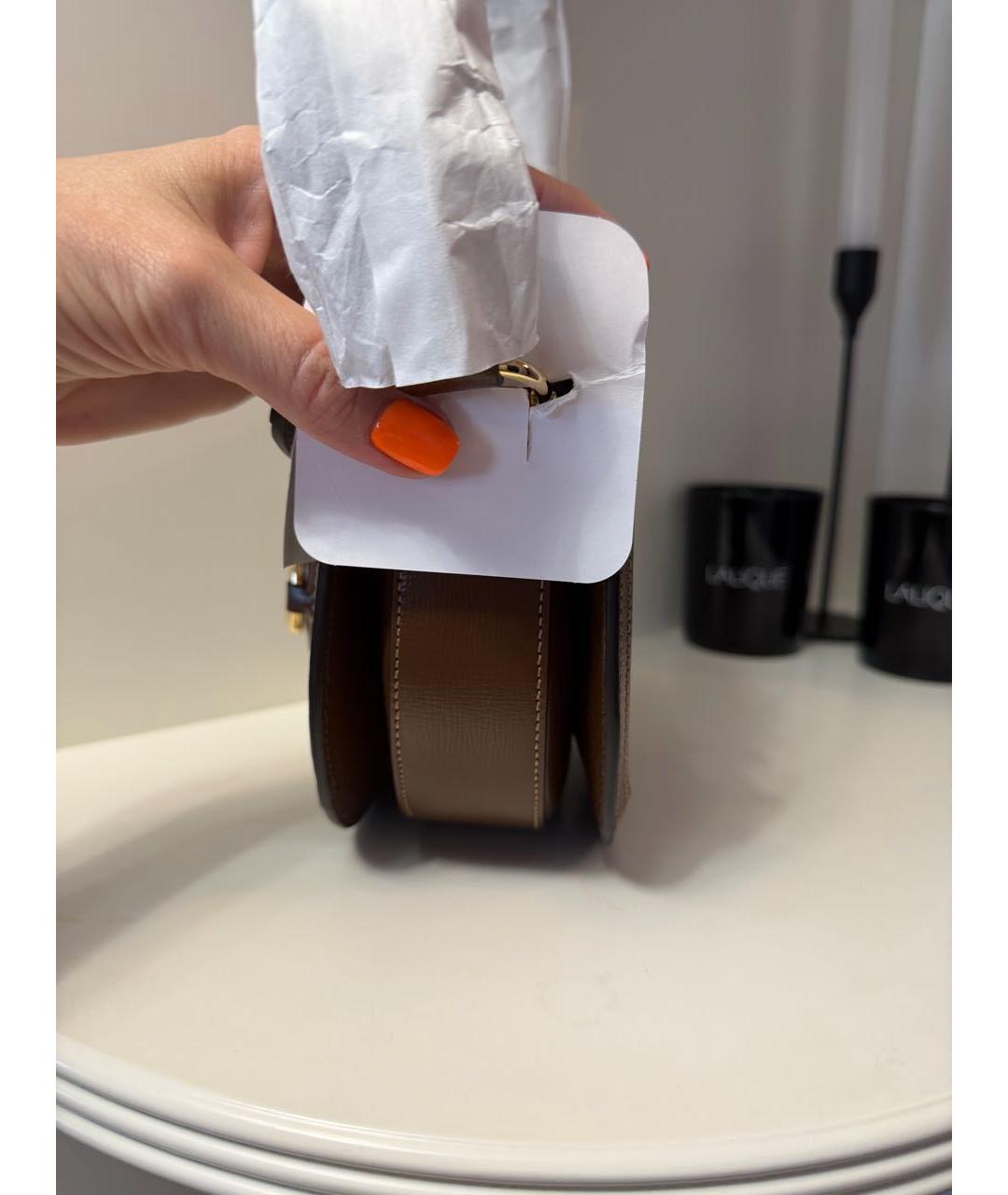 GUCCI Коричневая кожаная сумка через плечо, фото 3