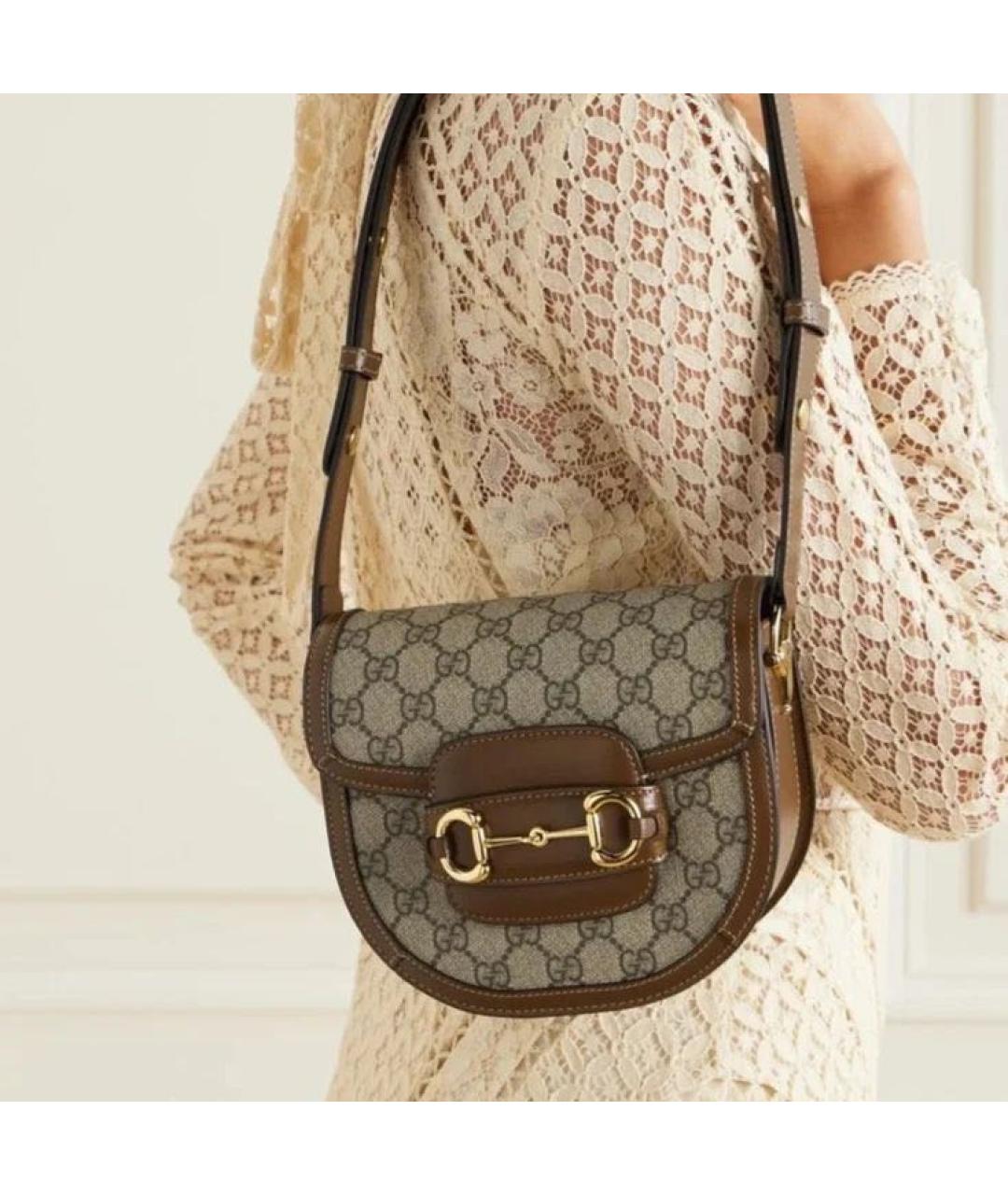 GUCCI Коричневая кожаная сумка через плечо, фото 6