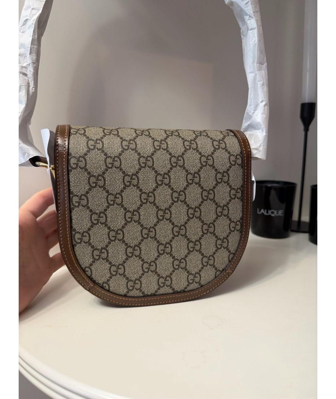 GUCCI Коричневая кожаная сумка через плечо, фото 4