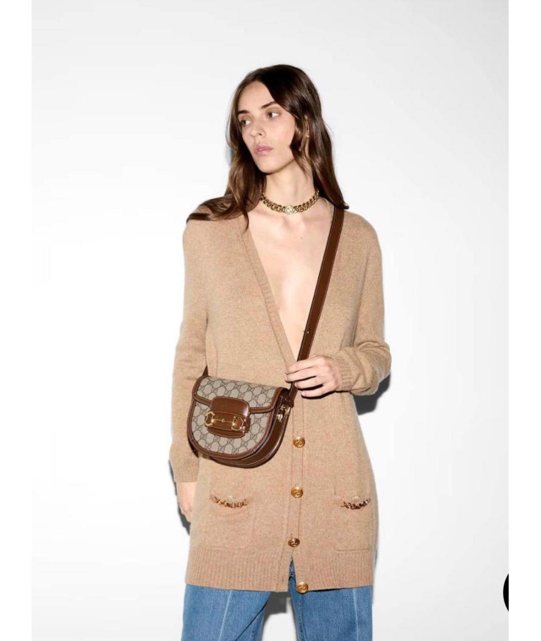 GUCCI Коричневая кожаная сумка через плечо, фото 5