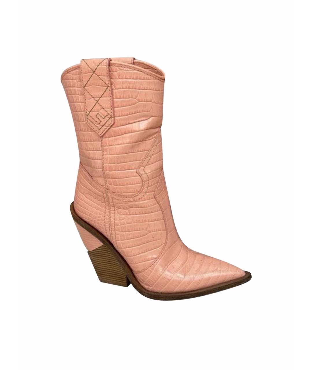 FENDI Розовые кожаные полусапоги, фото 1