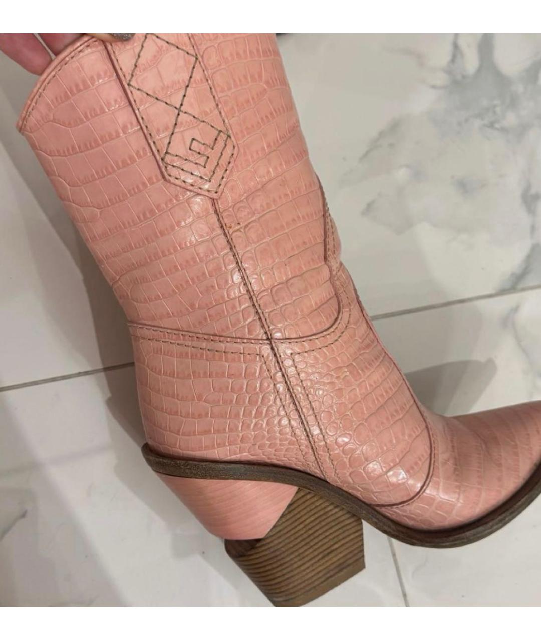 FENDI Розовые кожаные полусапоги, фото 5