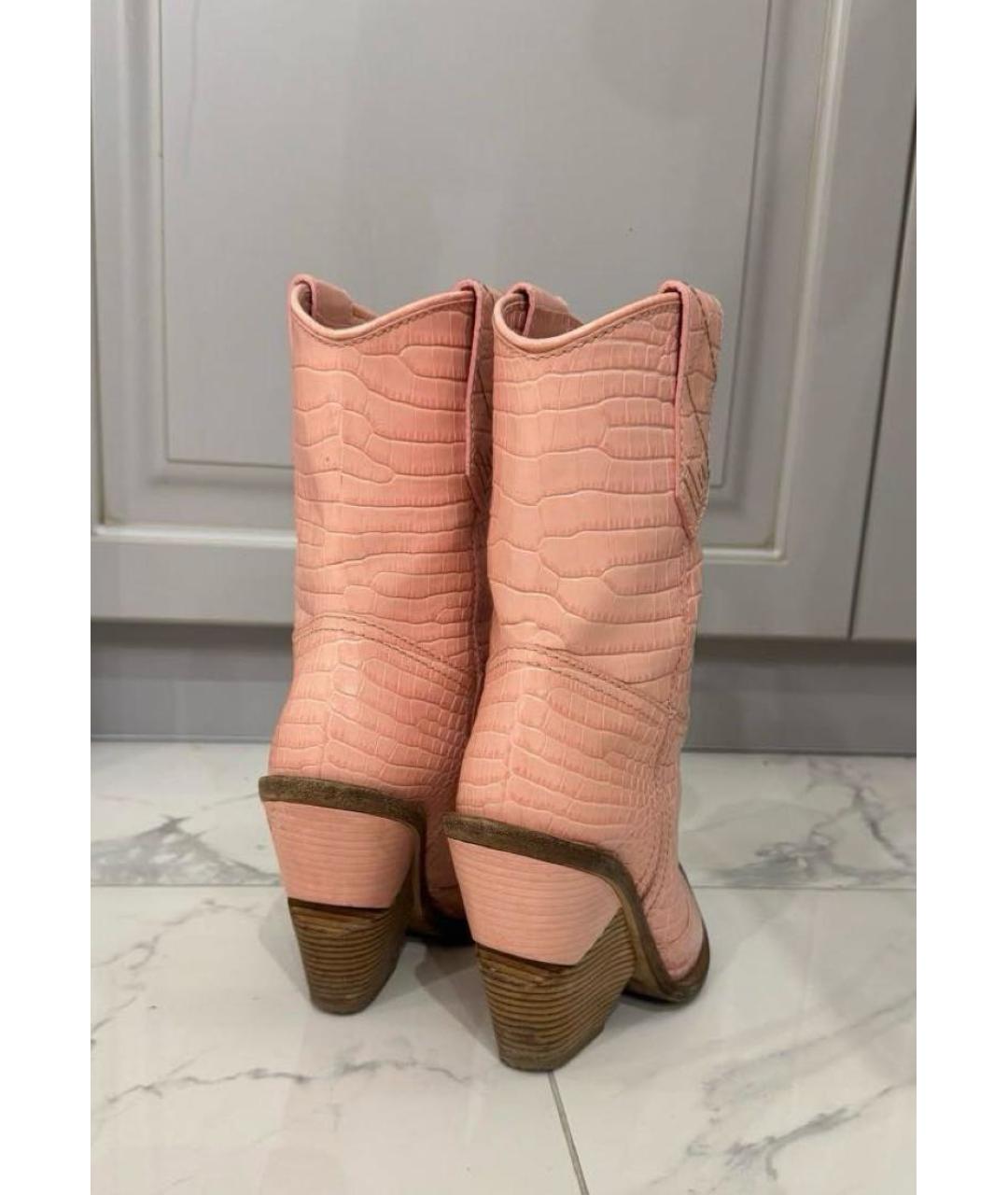 FENDI Розовые кожаные полусапоги, фото 3