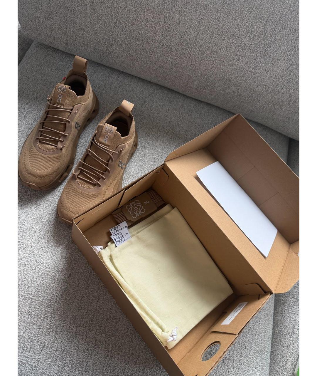 LOEWE Бежевые текстильные кроссовки, фото 2