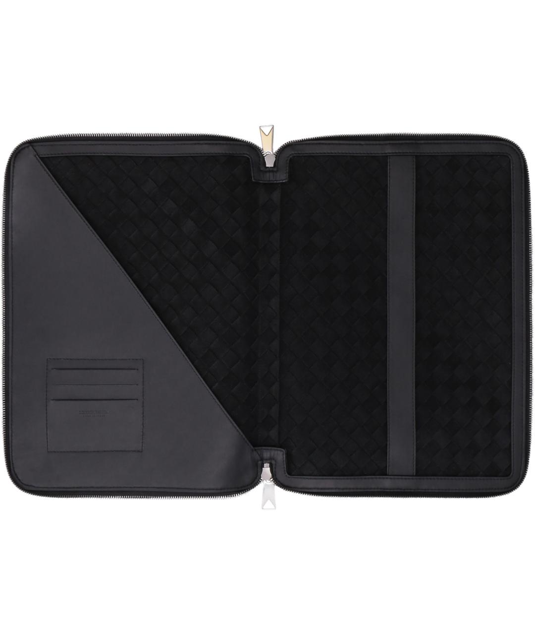 BOTTEGA VENETA Черная кожаная папка для документов, фото 4