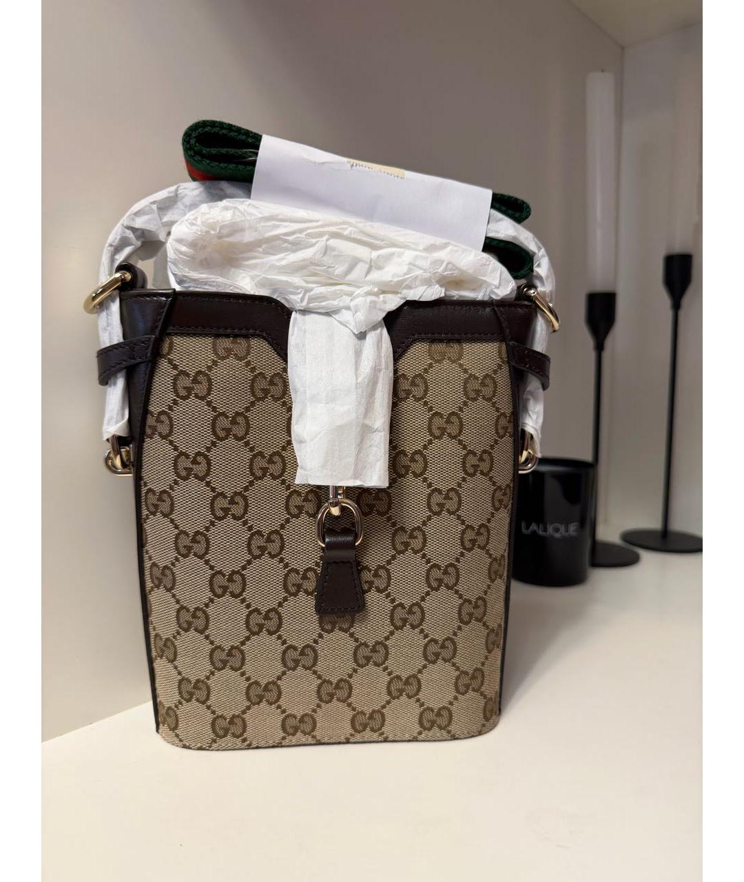 GUCCI Коричневая кожаная сумка на плечо, фото 3