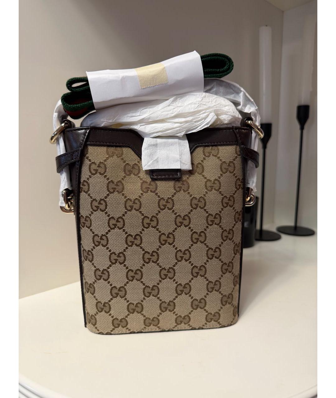 GUCCI Коричневая кожаная сумка на плечо, фото 4