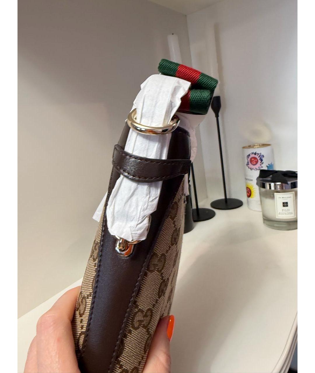 GUCCI Коричневая кожаная сумка на плечо, фото 5