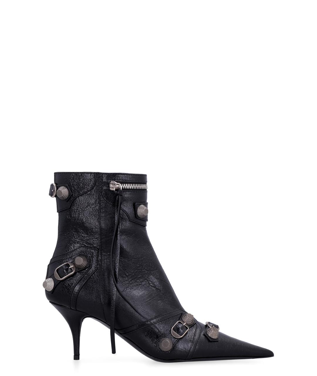 BALENCIAGA Черные кожаные ботильоны, фото 1