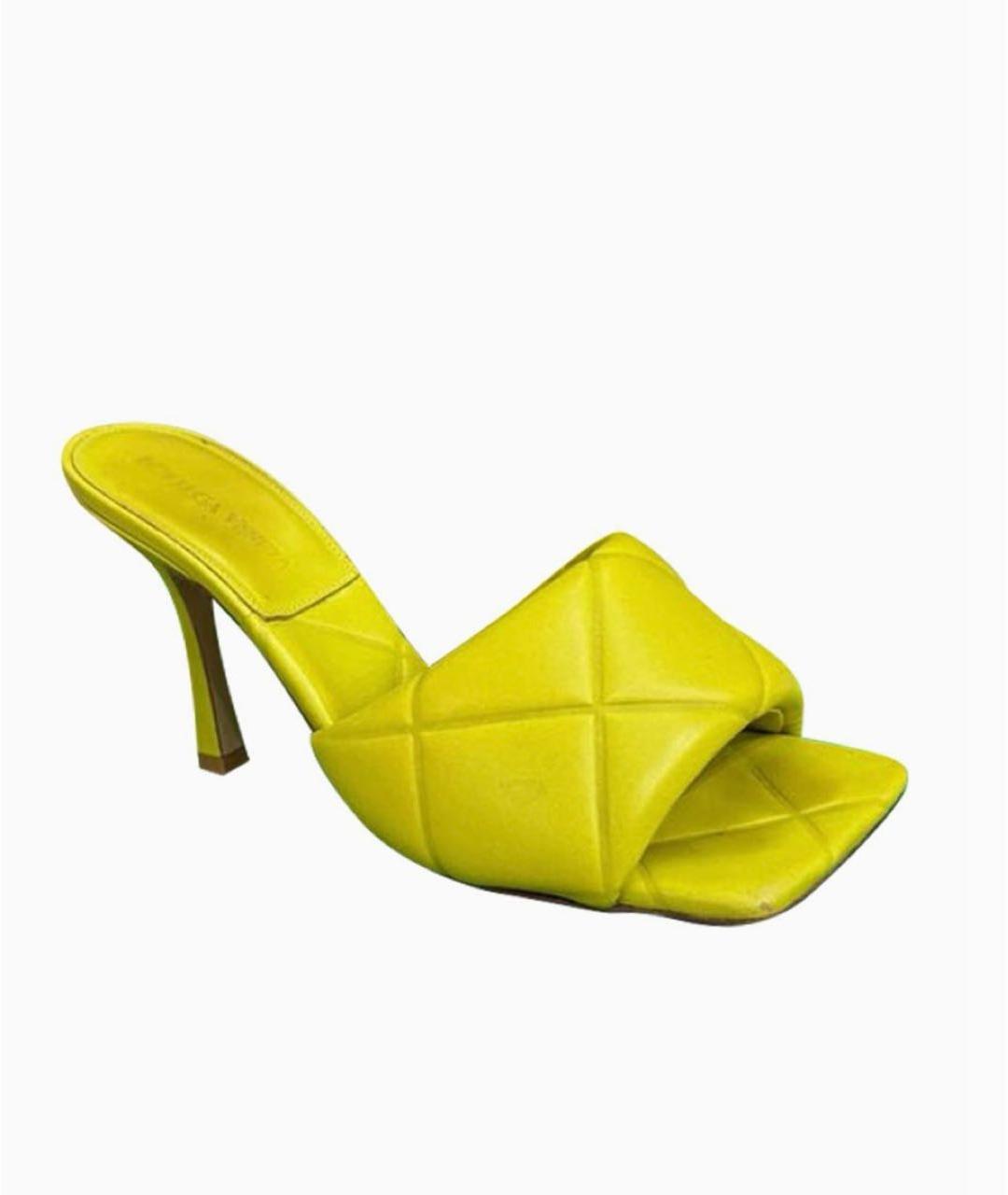 BOTTEGA VENETA Салатовые кожаные мюли, фото 2