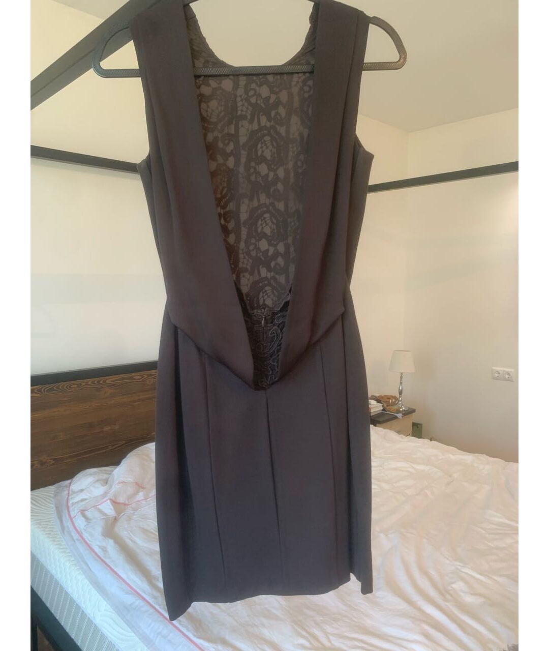 PINKO Коричневое кружевное коктейльное платье, фото 2