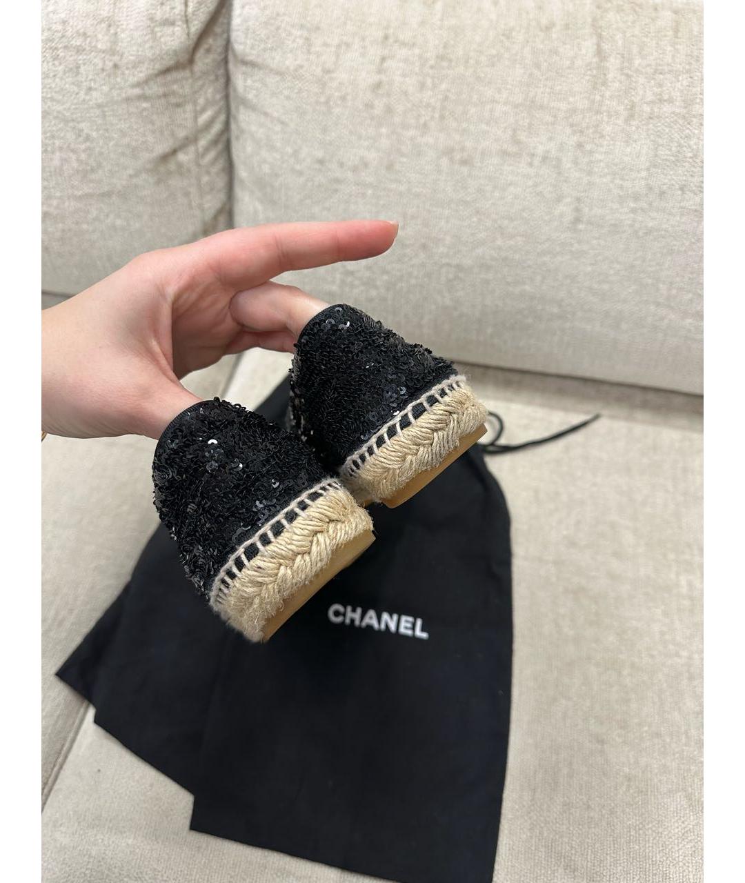 CHANEL Черные эспадрильи, фото 4