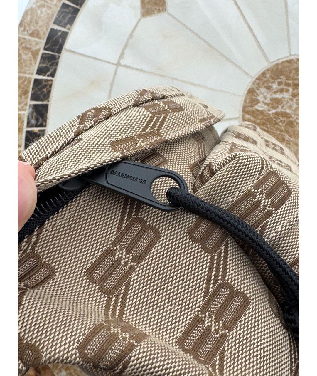 BALENCIAGA Коричневая тканевая сумка на плечо, фото 5