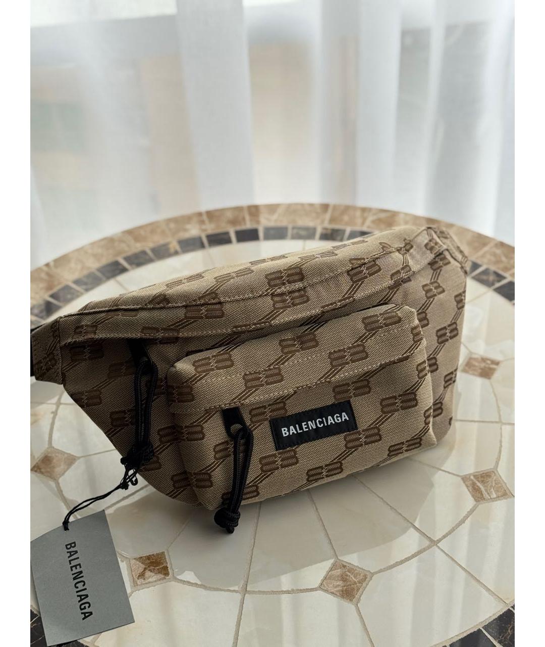 BALENCIAGA Коричневая тканевая сумка на плечо, фото 2