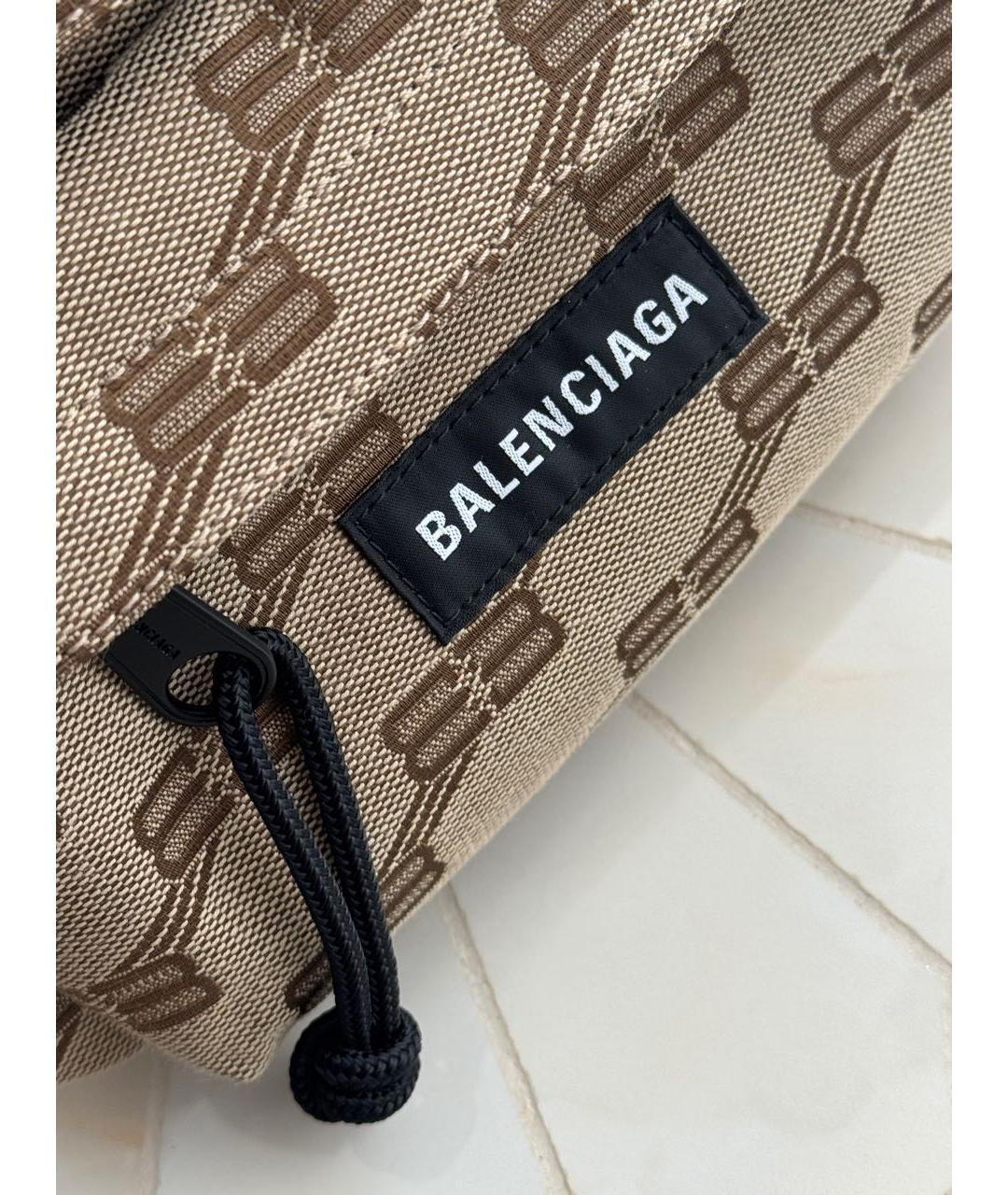 BALENCIAGA Коричневая тканевая сумка на плечо, фото 3