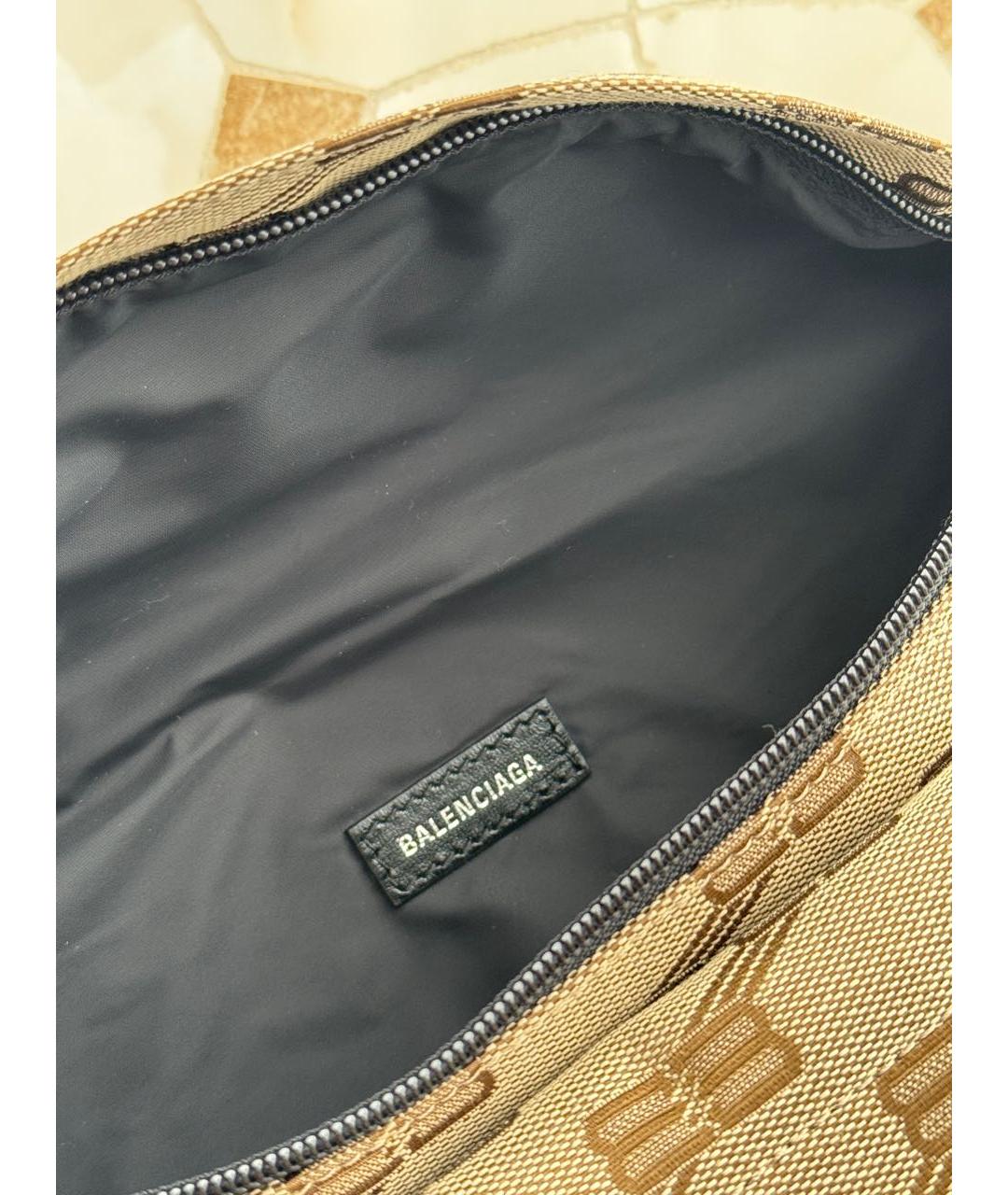 BALENCIAGA Коричневая тканевая сумка на плечо, фото 6