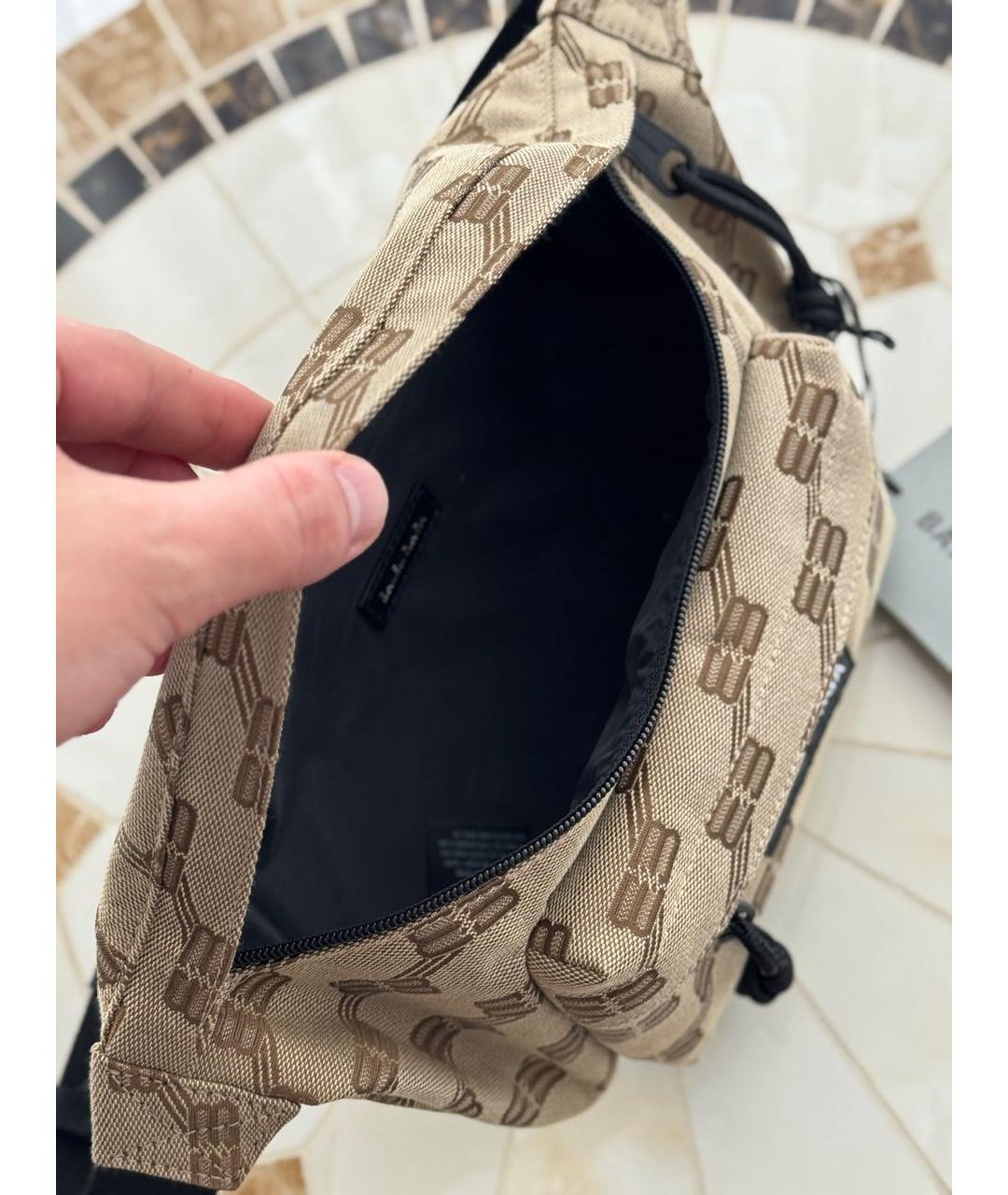 BALENCIAGA Коричневая тканевая сумка на плечо, фото 7