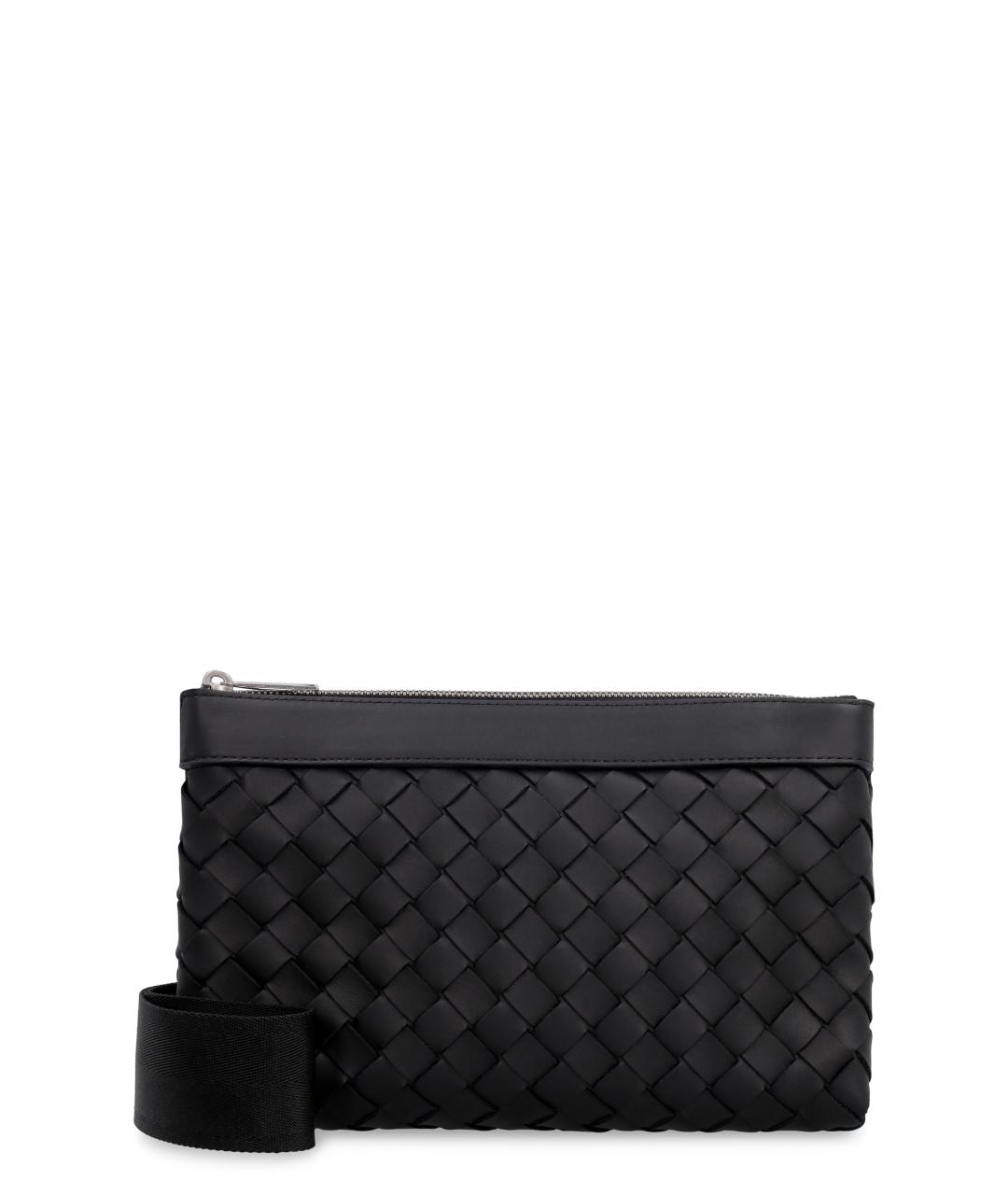 BOTTEGA VENETA Черная кожаная сумка на плечо, фото 1