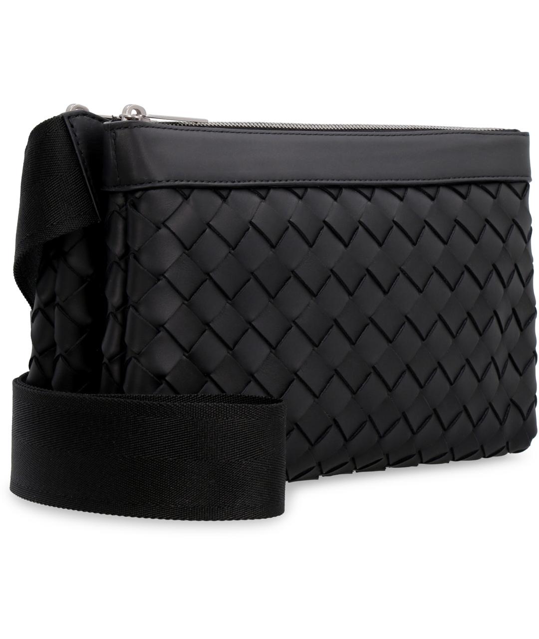 BOTTEGA VENETA Черная кожаная сумка на плечо, фото 3