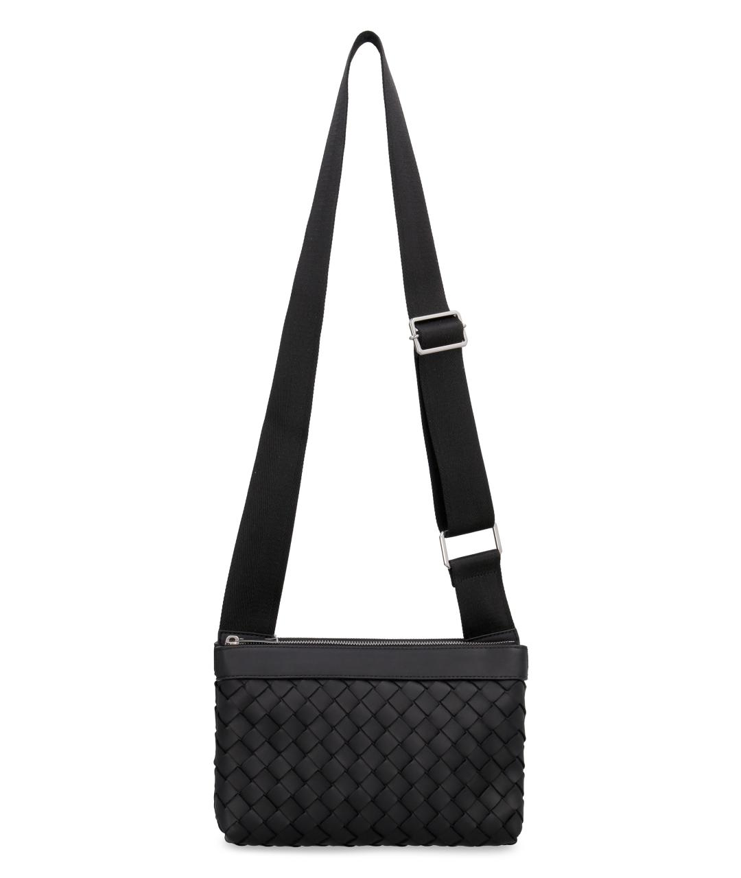 BOTTEGA VENETA Черная кожаная сумка на плечо, фото 4