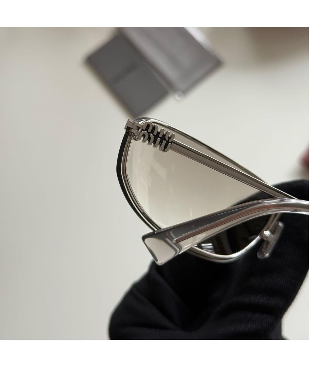 MIU MIU Серебряные металлические солнцезащитные очки, фото 5