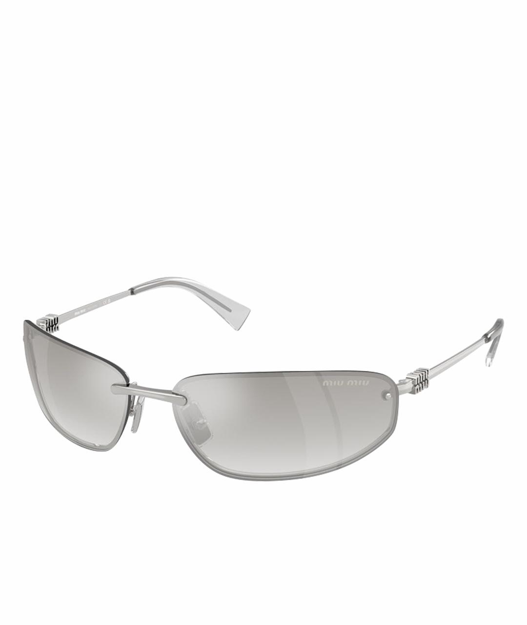 MIU MIU Серебряные металлические солнцезащитные очки, фото 1