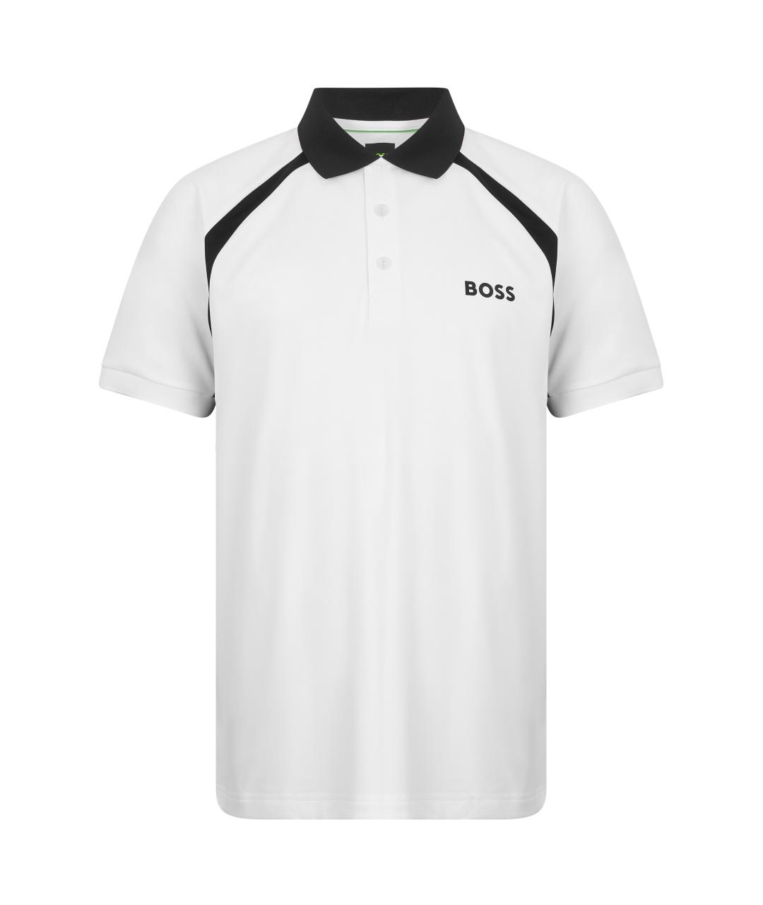 HUGO BOSS Белое синтетическое поло с коротким рукавом, фото 1