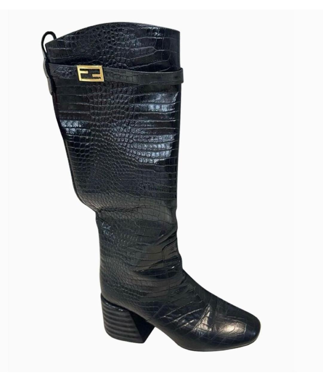 FENDI Черные сапоги из экзотической кожи, фото 2