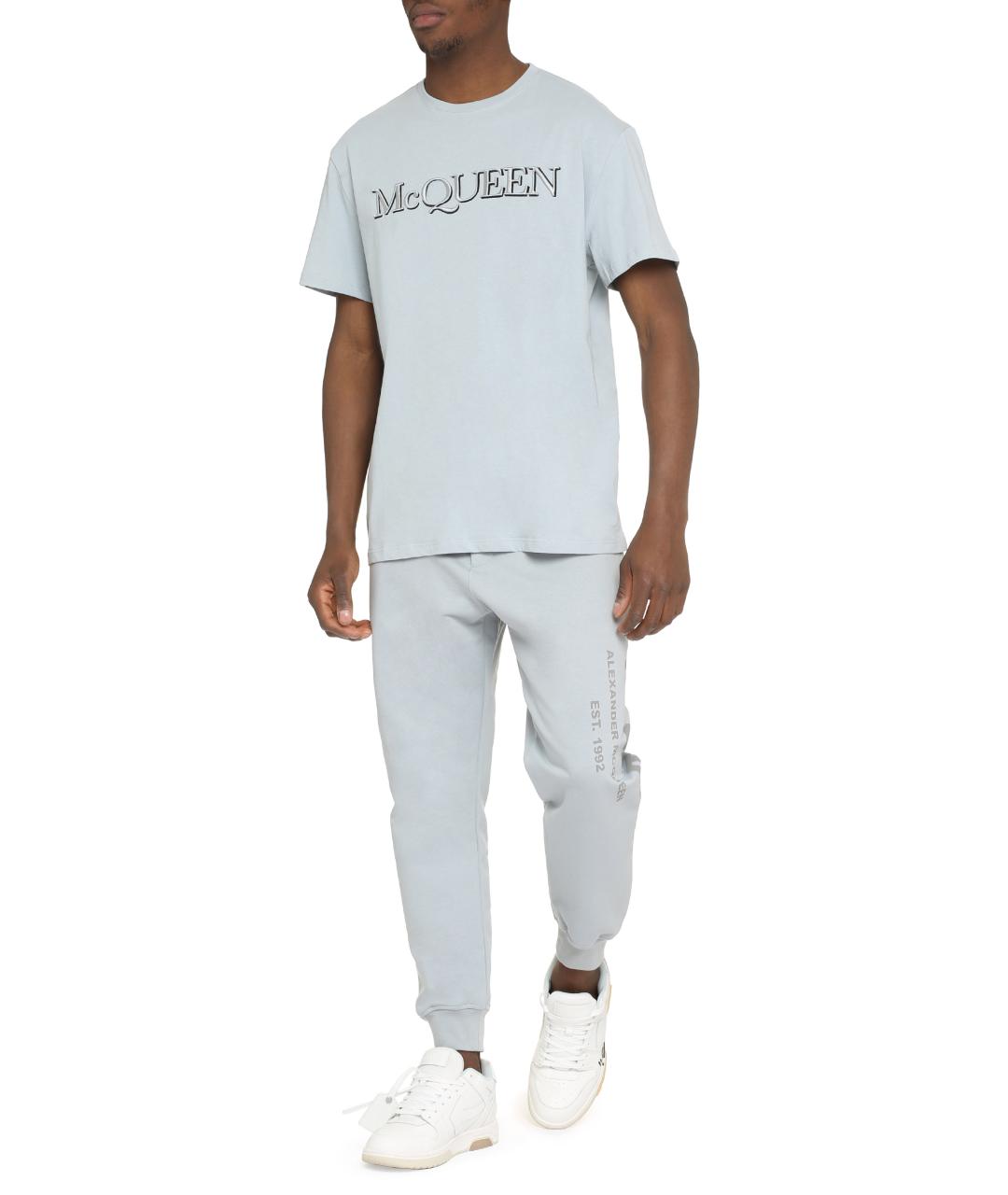 ALEXANDER MCQUEEN Голубая хлопковая футболка, фото 3