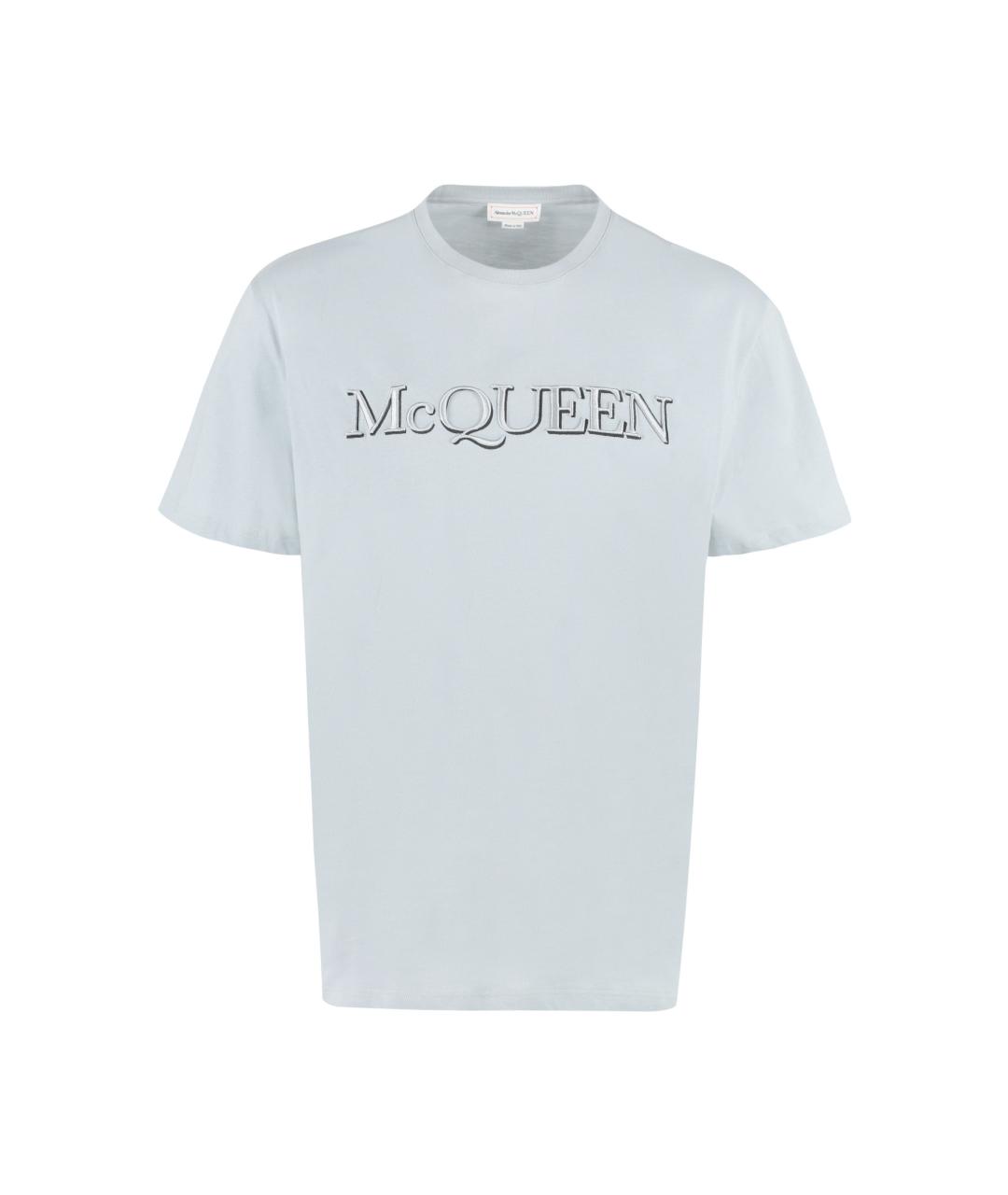 ALEXANDER MCQUEEN Голубая хлопковая футболка, фото 1