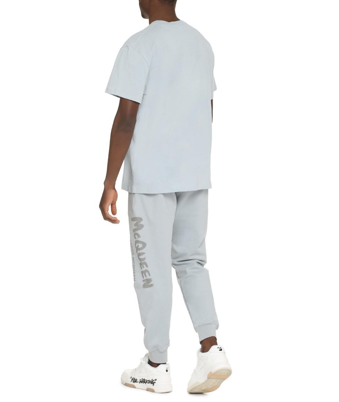 ALEXANDER MCQUEEN Голубая хлопковая футболка, фото 4