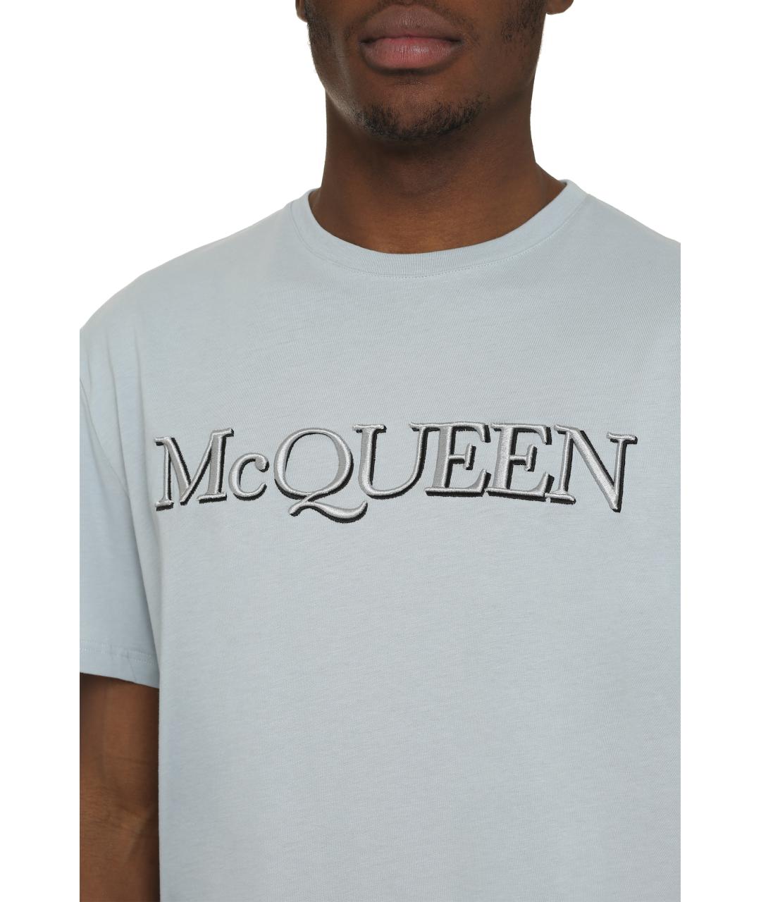 ALEXANDER MCQUEEN Голубая хлопковая футболка, фото 5