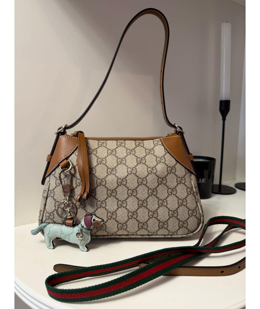 GUCCI Коричневая кожаная сумка через плечо, фото 2