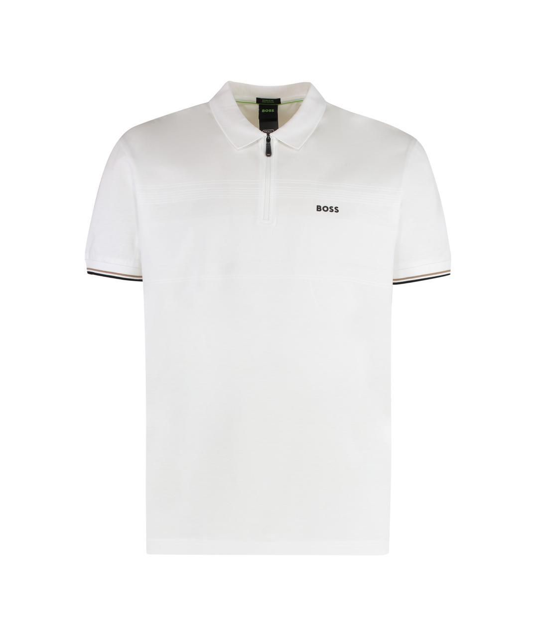 HUGO BOSS Белое хлопковое поло с коротким рукавом, фото 3