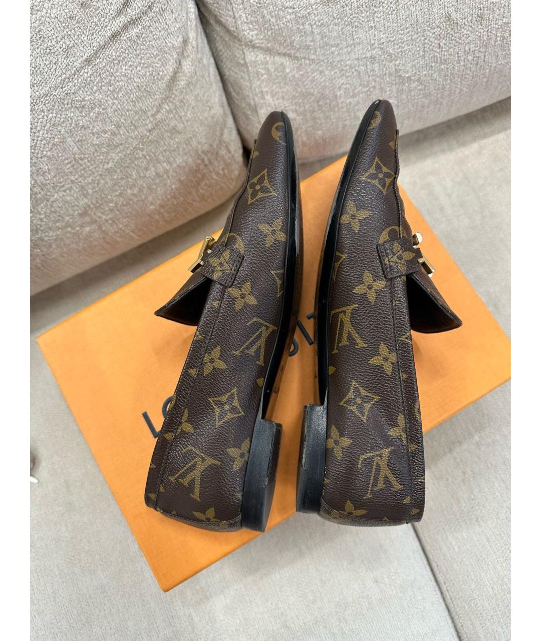 LOUIS VUITTON Коричневые лоферы, фото 4