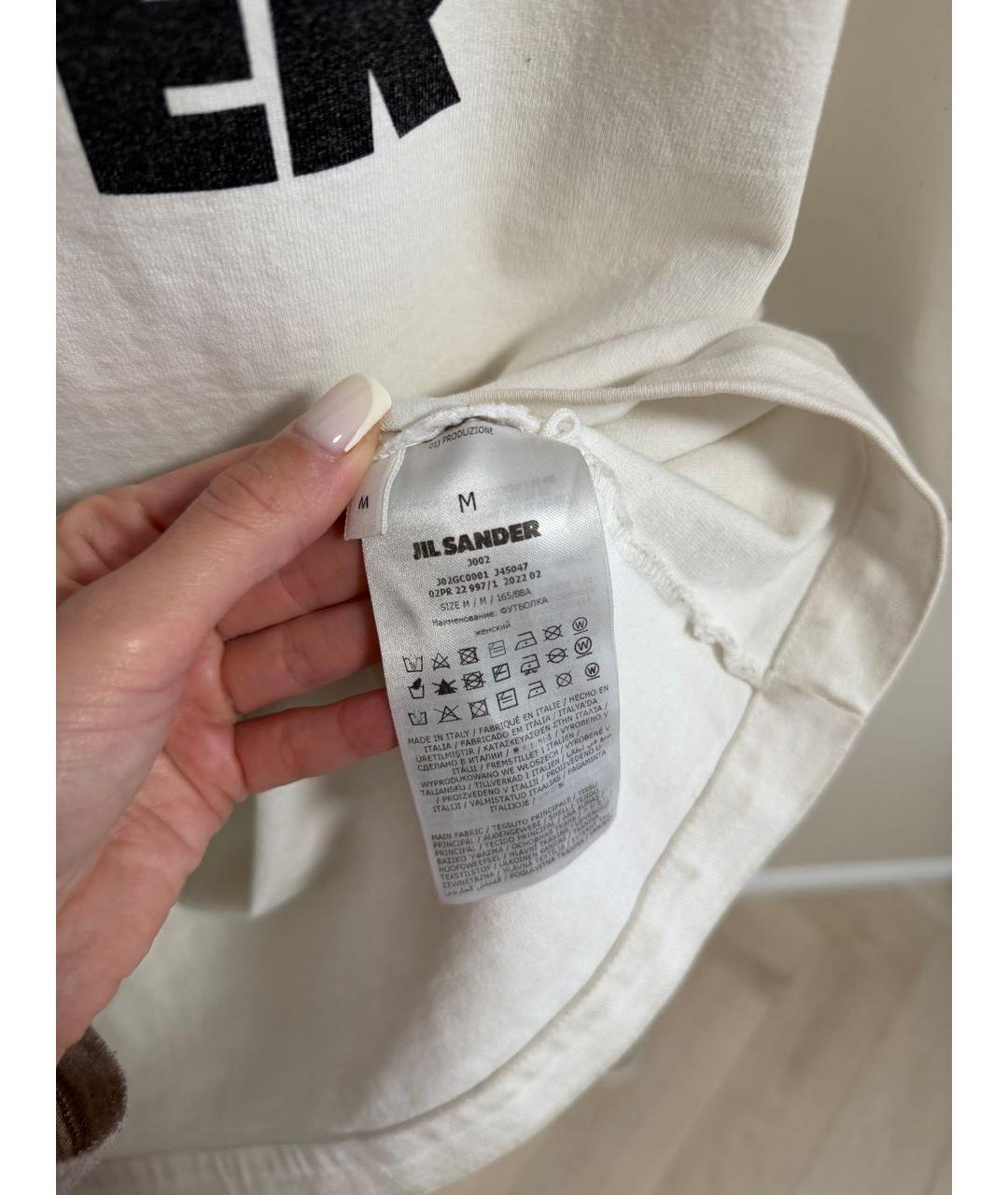 JIL SANDER Белая хлопковая футболка, фото 4