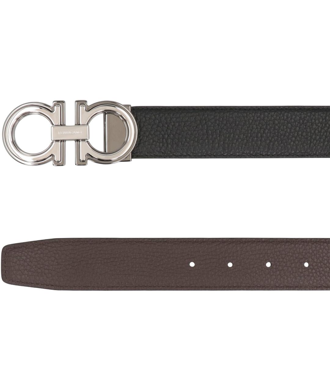 FERRAGAMO Черный кожаный ремень, фото 4