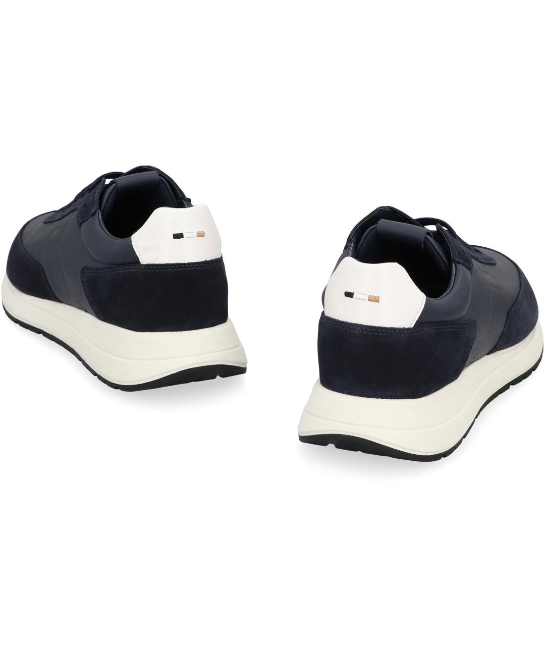 HUGO BOSS Синие кожаные низкие кроссовки / кеды, фото 4