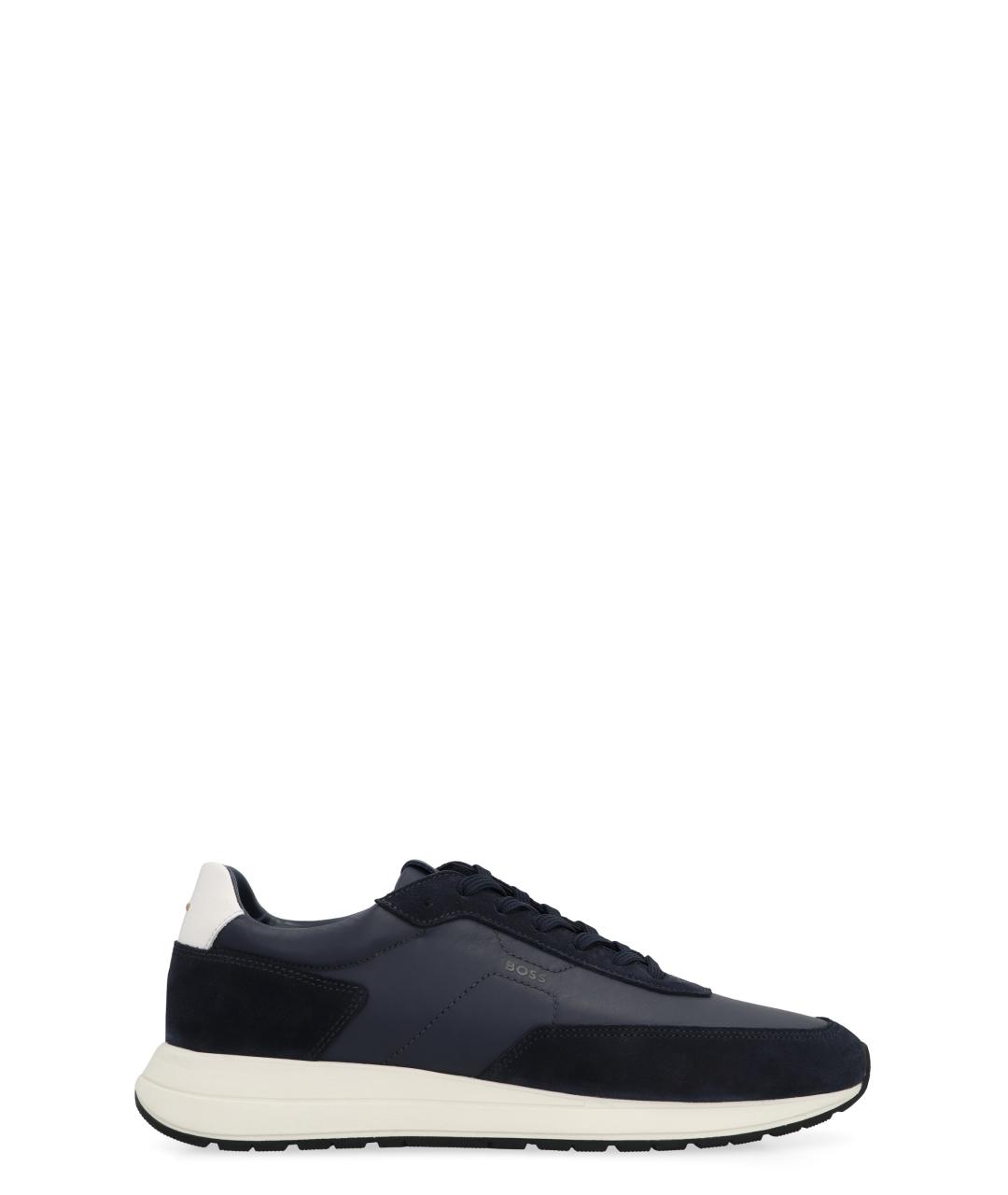 HUGO BOSS Синие кожаные низкие кроссовки / кеды, фото 1