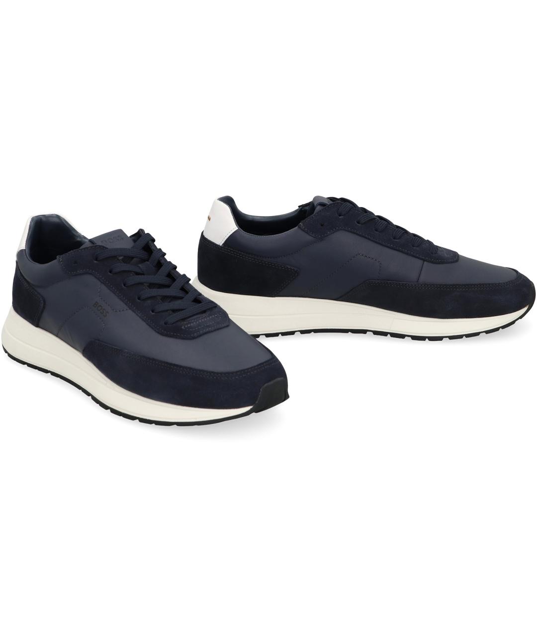 HUGO BOSS Синие кожаные низкие кроссовки / кеды, фото 3