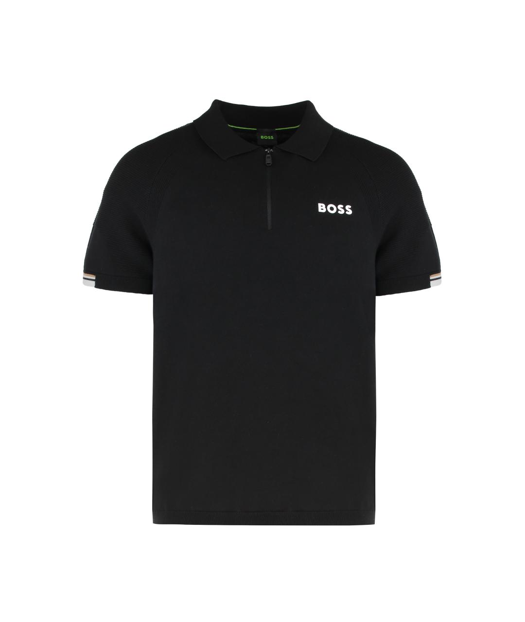 HUGO BOSS Черное вискозное поло с коротким рукавом, фото 1