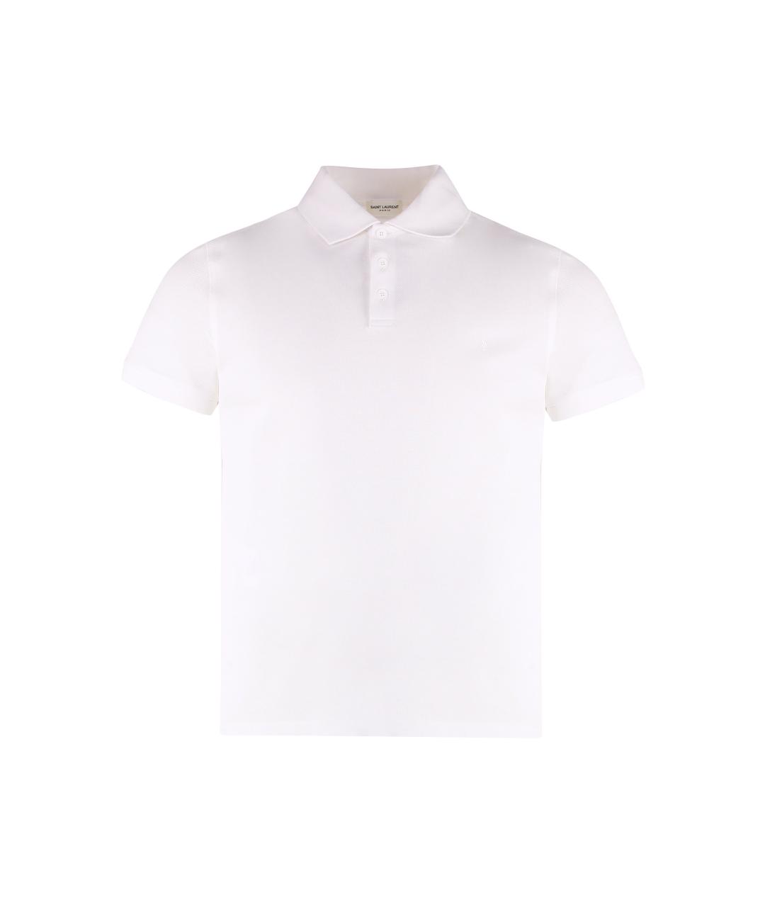 SAINT LAURENT Белое хлопковое поло с коротким рукавом, фото 1