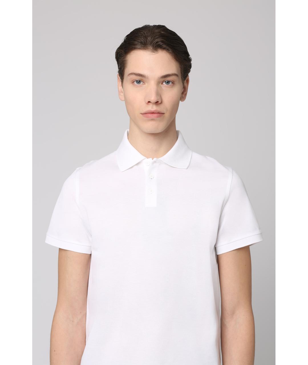 SAINT LAURENT Белое хлопковое поло с коротким рукавом, фото 5